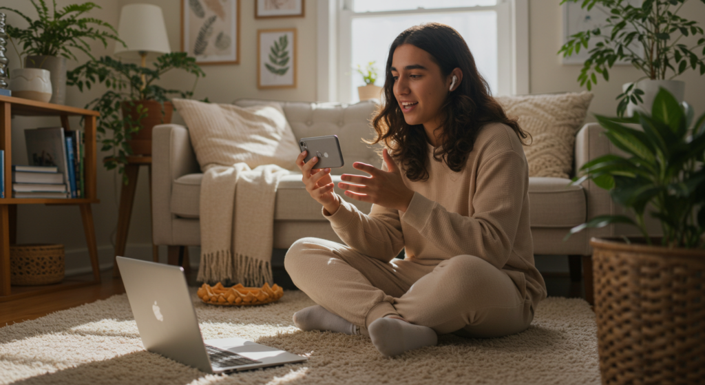 A micro-influencer engaging with their audience through a live session.