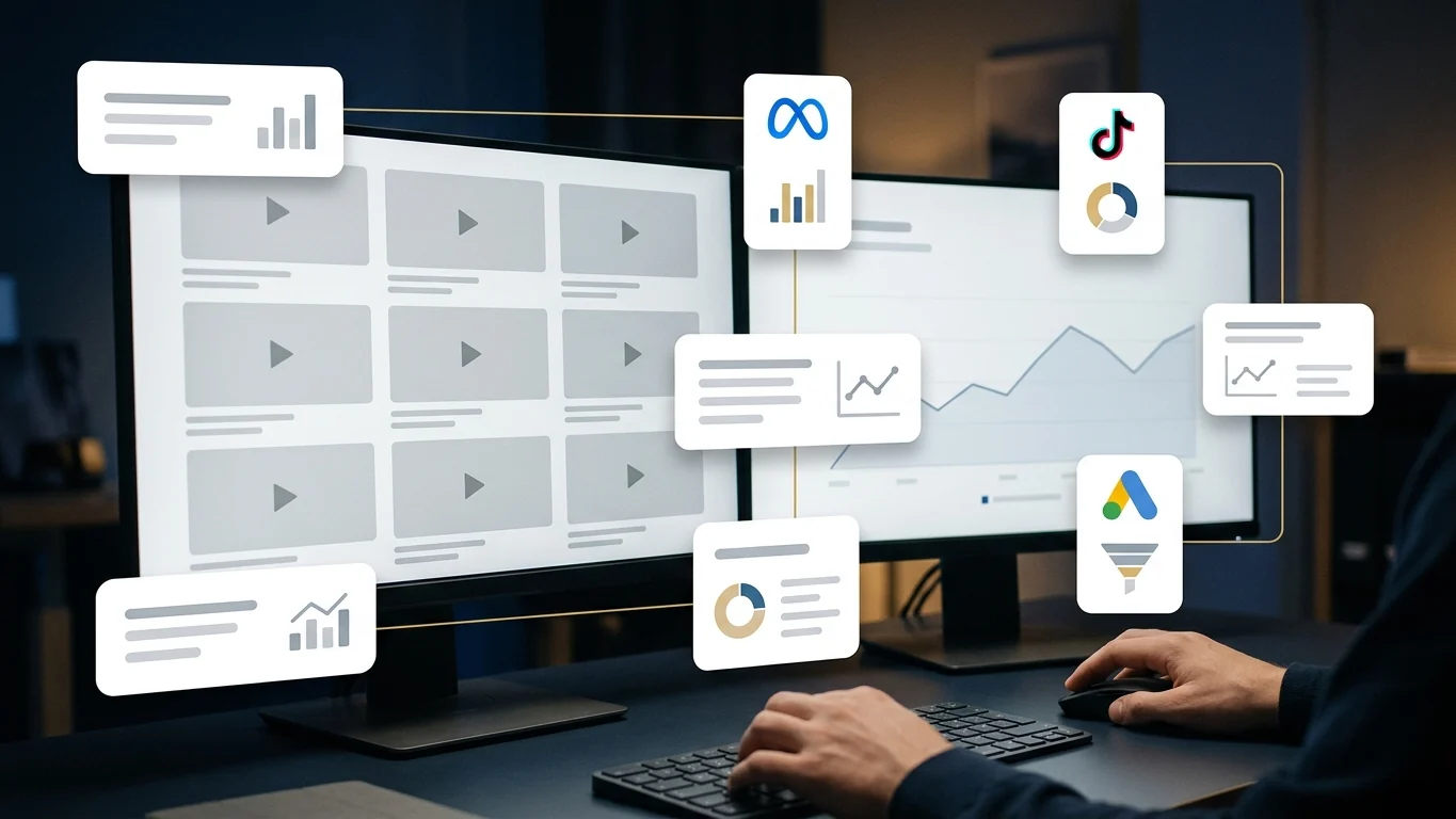 Creative testing grid and performance chart for remittance paid media