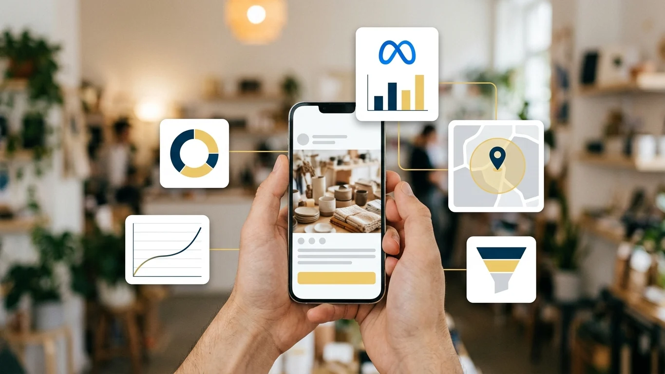 Local paid social ad and radius targeting for a small business